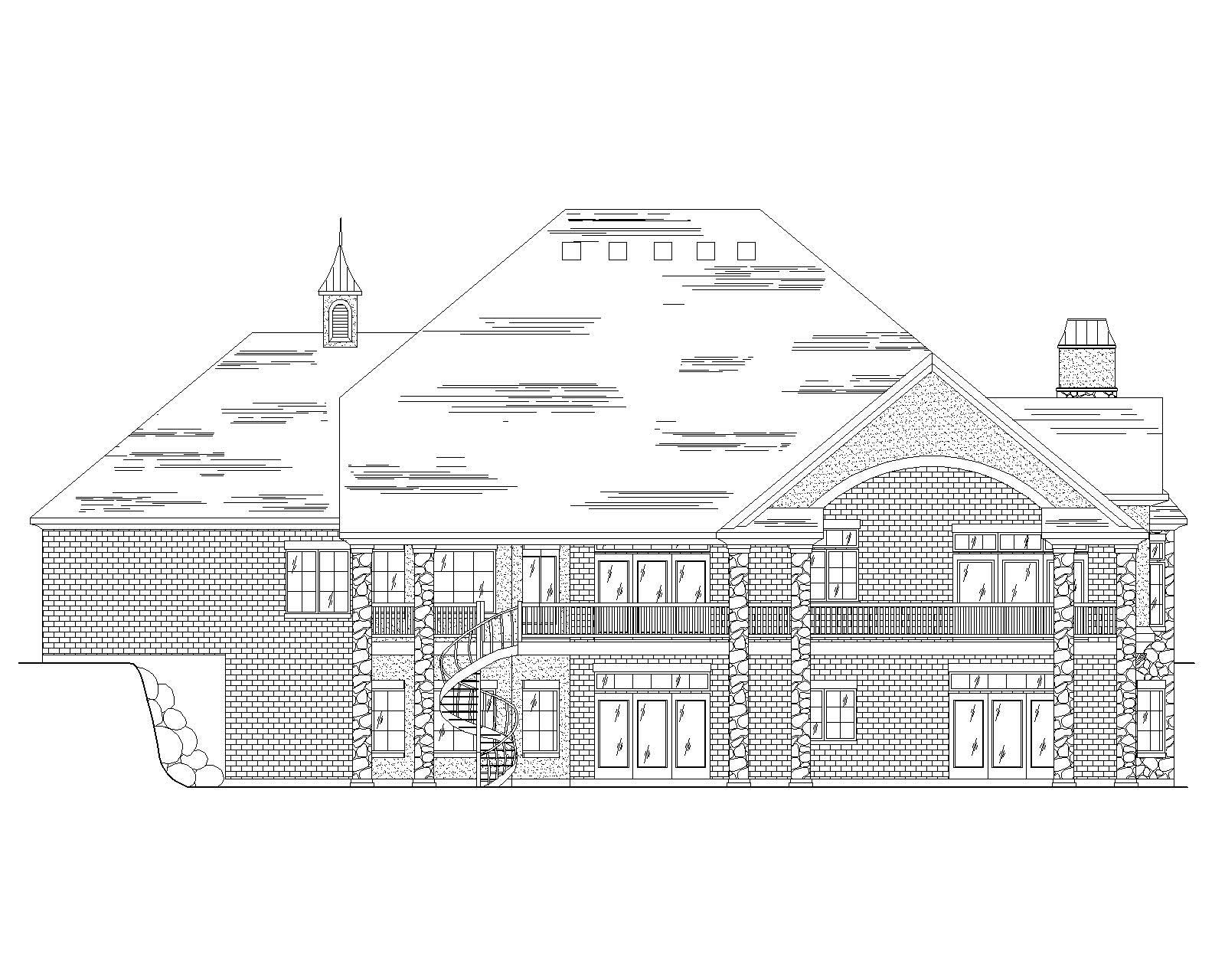 Home Plan Rear Elevation of this 4-Bedroom,3076 Sq Ft Plan -135-1323