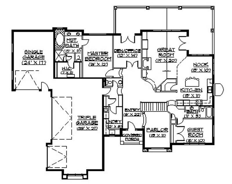 Floor Plan First Story of Country Plan #135-1332