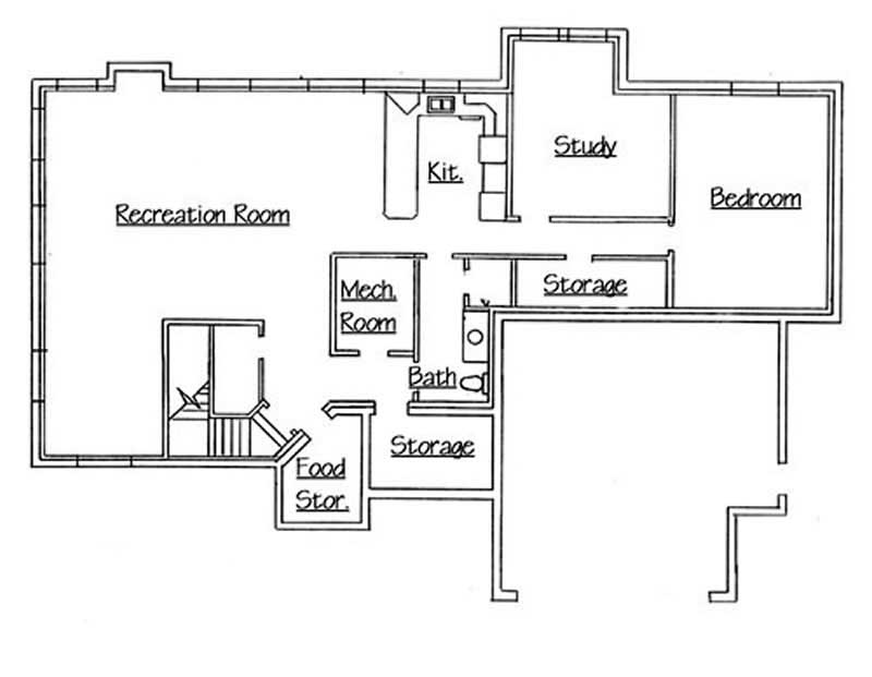 Floor Plan Basement of European Plan #135-1340