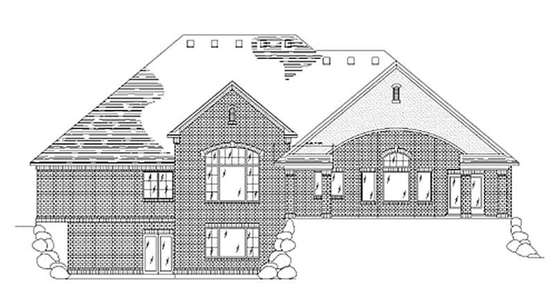 Home Plan Rear Elevation of this 4-Bedroom,2792 Sq Ft Plan -135-1341