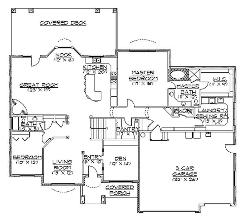 Floor Plan First Story of European Plan #135-1341