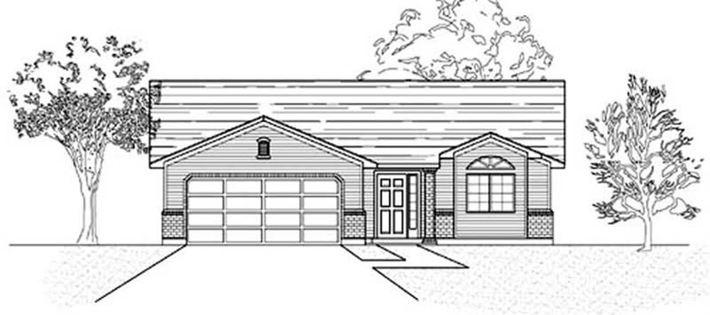 Front elevation of Ranch home (ThePlanCollection: House Plan #135-1343)