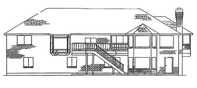 Home Plan Rear Elevation of this 5-Bedroom,3411 Sq Ft Plan -135-1346