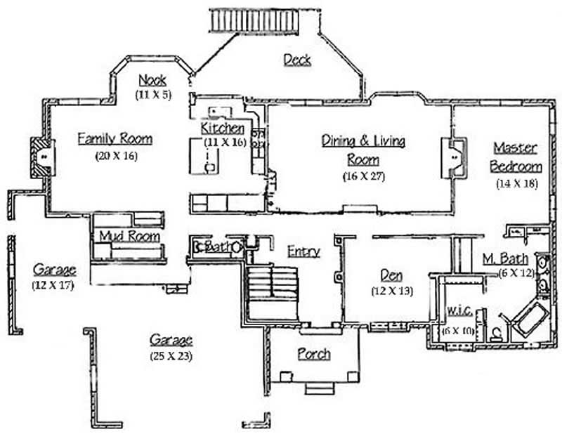 Floor Plan First Story of European Plan #135-1346