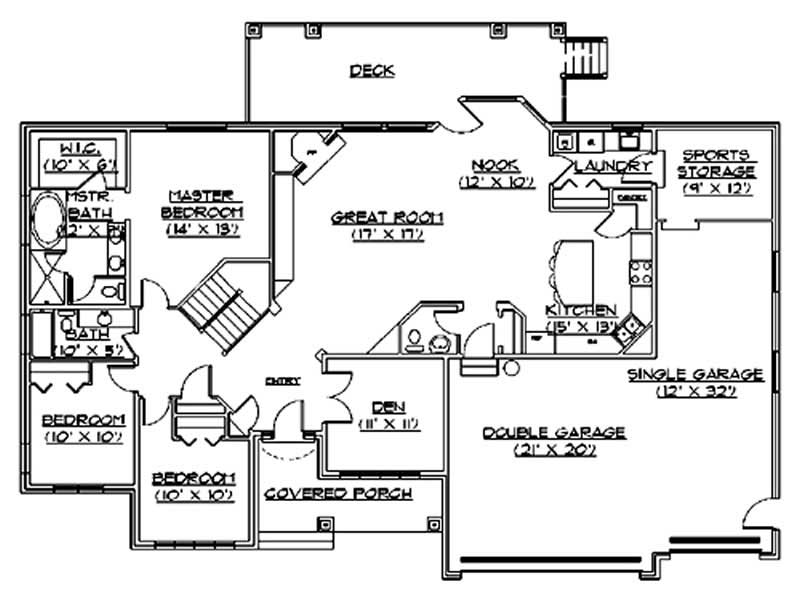 Floor Plan First Story of European Plan #135-1351