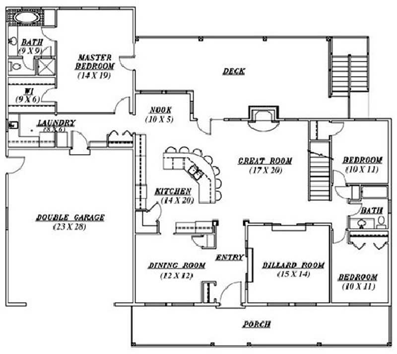 Floor Plan First Story of Country Plan #135-1352