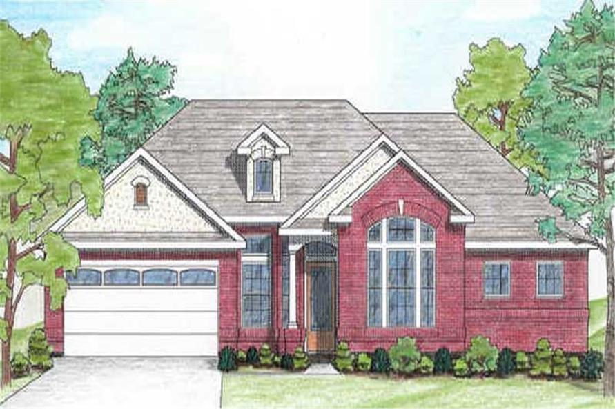 Front elevation of Texas Style home (ThePlanCollection: House Plan #136-1004)