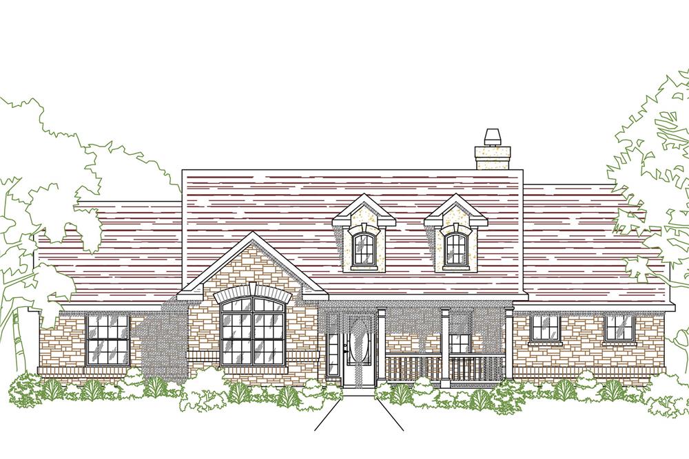 Front elevation of Ranch home (ThePlanCollection: House Plan #136-1026)