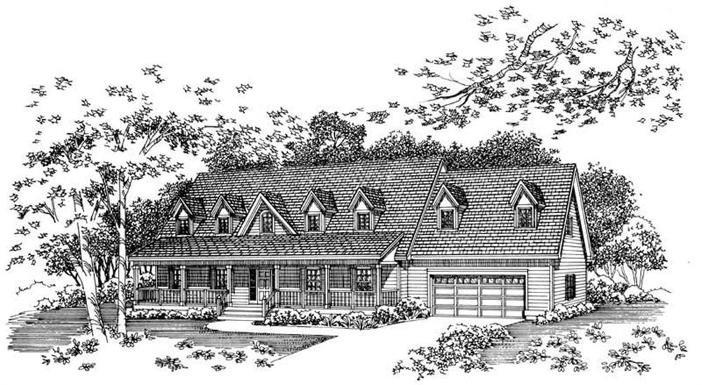Front elevation of Cape Cod home (ThePlanCollection: House Plan #137-1001)