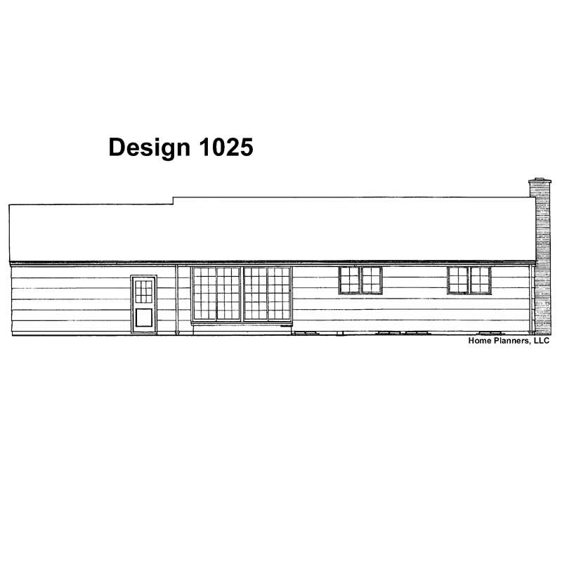 Home Plan Rear Elevation of this 3-Bedroom,1426 Sq Ft Plan -137-1006