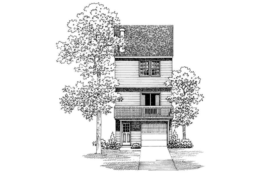 Home Plan Rear Elevation of this 2-Bedroom,1067 Sq Ft Plan -137-1007