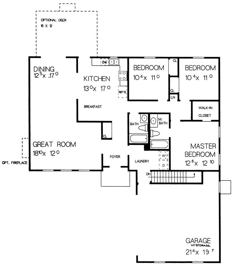 Floor Plan First Story of Country Plan #137-1014