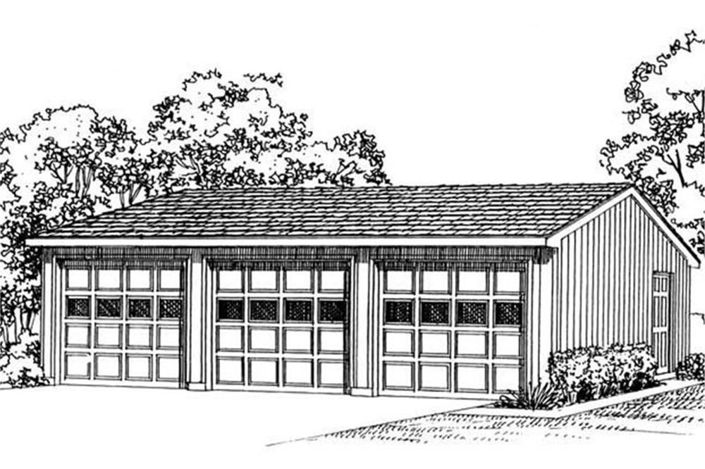 Rendering of Garage plan (ThePlanCollection: House Plan #137-1017)