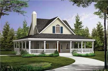 2-Bedroom, 1072 Sq Ft Country Home Plan - 137-1023 - Main Exterior