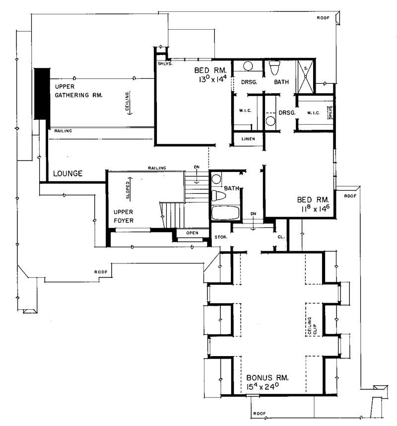 Floor Plan Second Story of Country Plan #137-1027