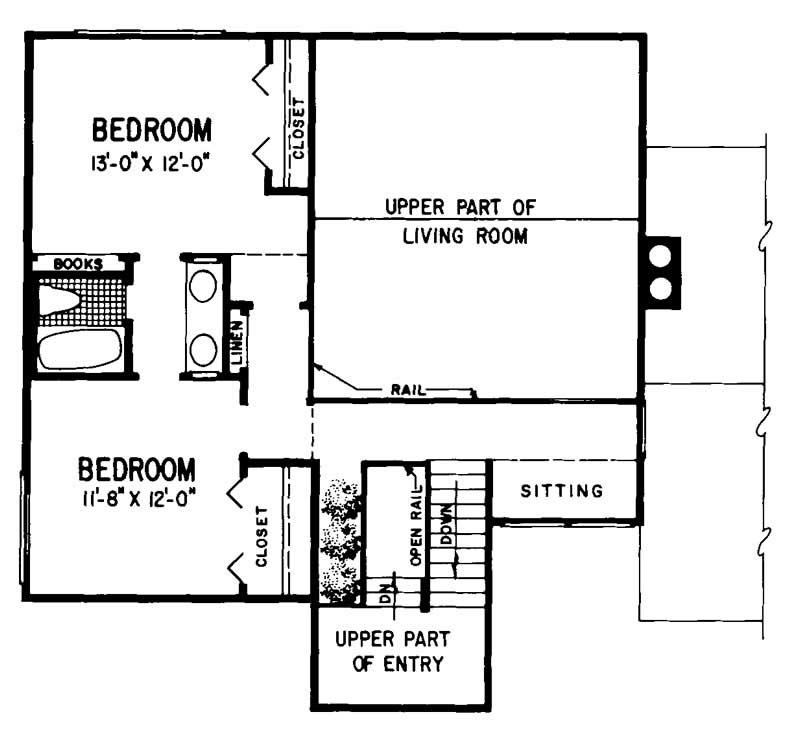 Floor Plan Second Story of Contemporary Plan #137-1029