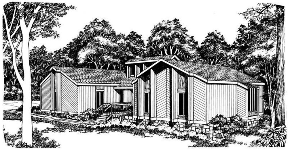 Front elevation of Contemporary home (ThePlanCollection: House Plan #137-1030)