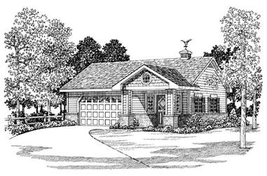 861 Sq Ft Garage with Multi-Use Room Plan - 137-1034 - Front Exterior