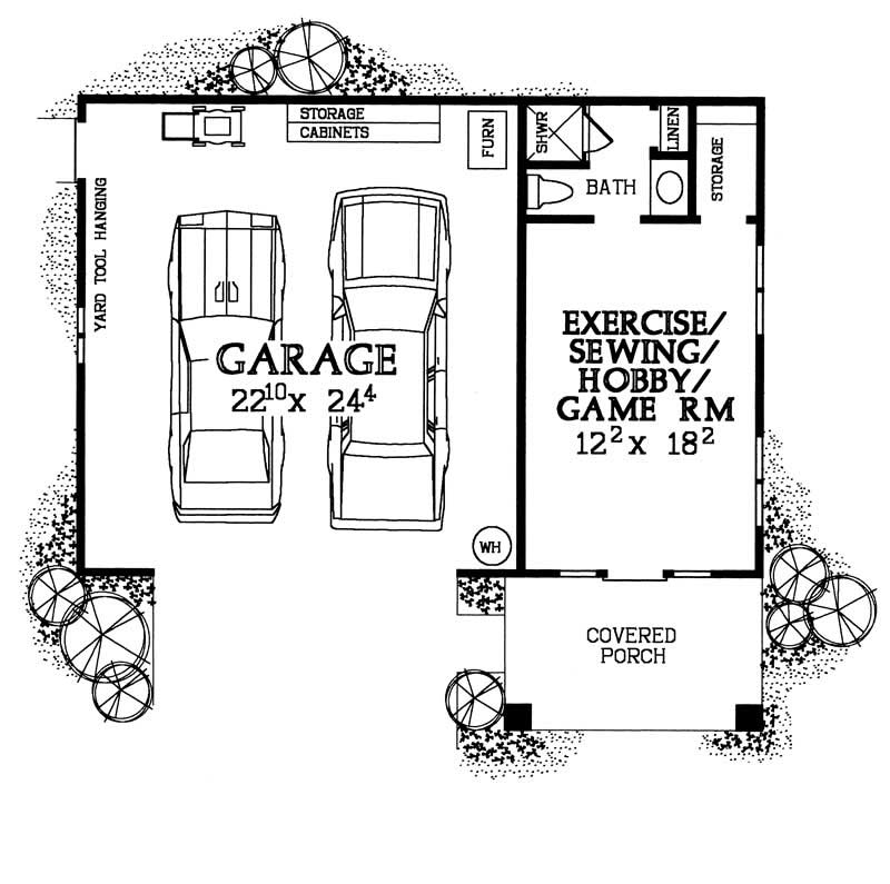 Floor Plan First Story of Garage Plan #137-1036