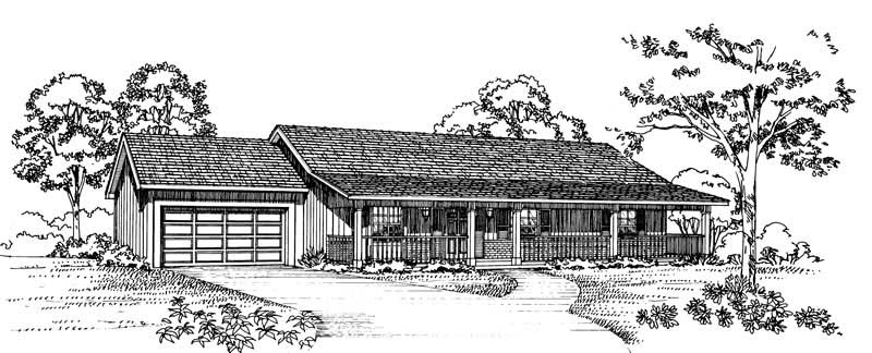 Home Plan Front Elevation of this 3-Bedroom,1317 Sq Ft Plan -137-1038