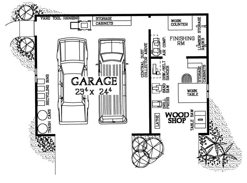 Floor Plan First Story of Garage Plan #137-1042