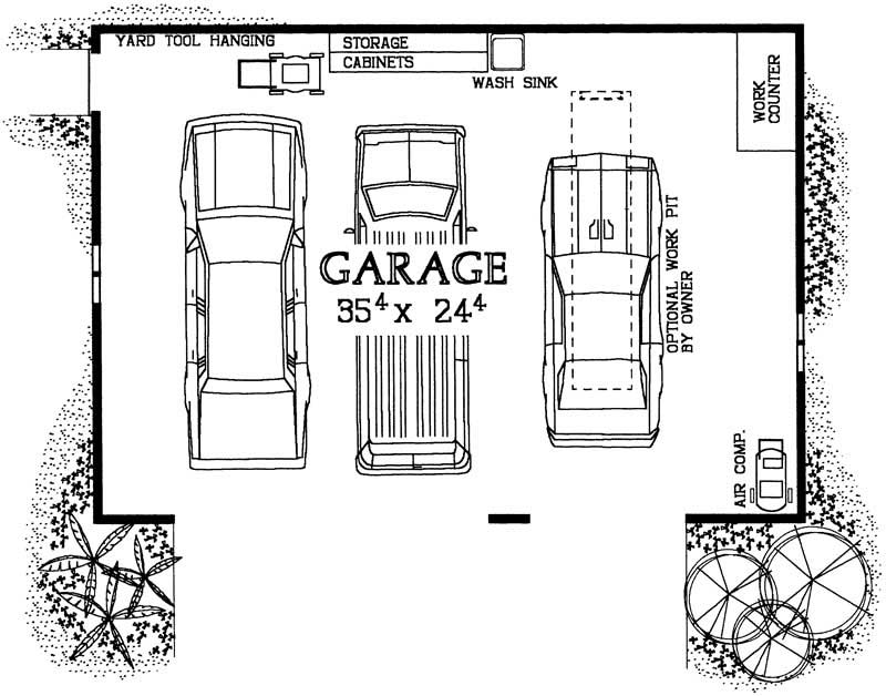 Floor Plan First Story of Garage Plan #137-1043
