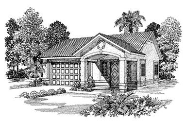 861 Living Sq Ft Garage Plan with Home Office - 137-1070 - Front Exterior