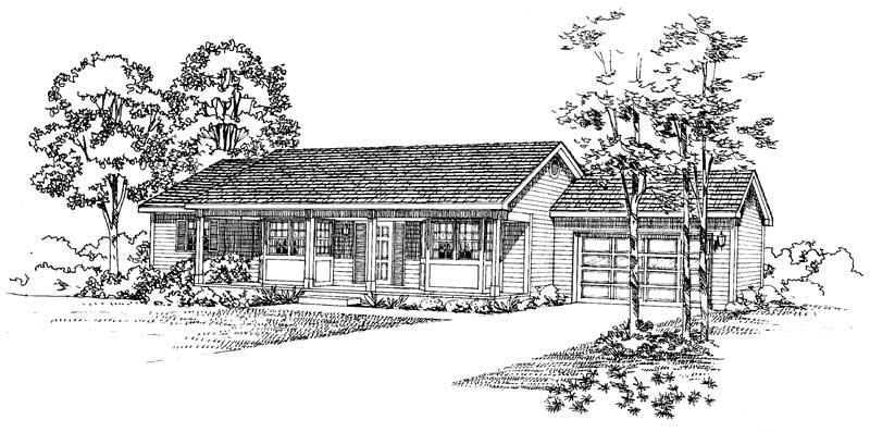 Home Plan Front Elevation of this 3-Bedroom,1492 Sq Ft Plan -137-1092