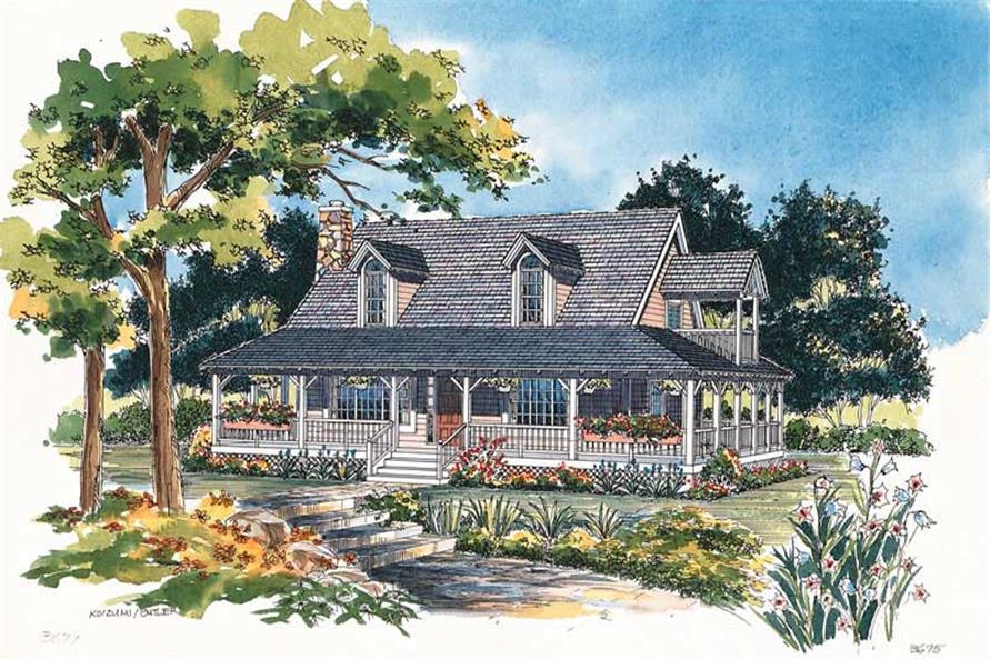 3-Bedroom, 1673 Sq Ft Country Home Plan - 137-1098 - Main Exterior