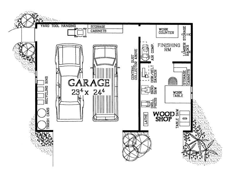 Floor Plan First Story of Garage Plan #137-1102