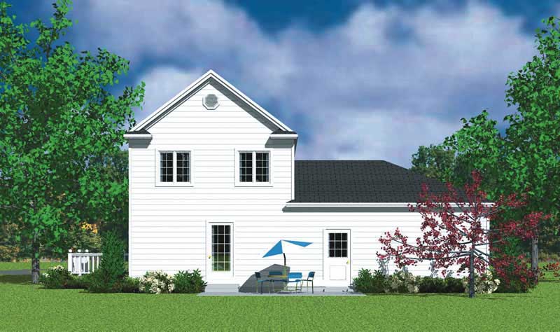 Home Plan Rear Elevation of this 3-Bedroom,1415 Sq Ft Plan -137-1111
