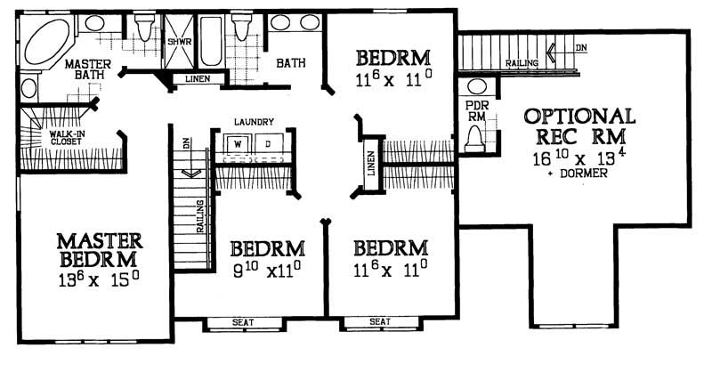 Floor Plan Second Story of Country Plan #137-1112