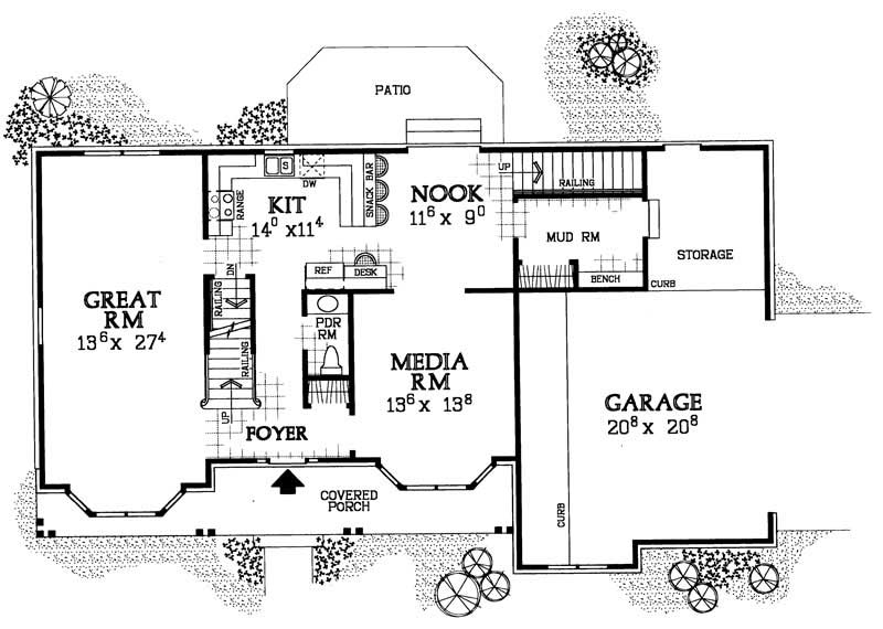 Floor Plan First Story of Country Plan #137-1113