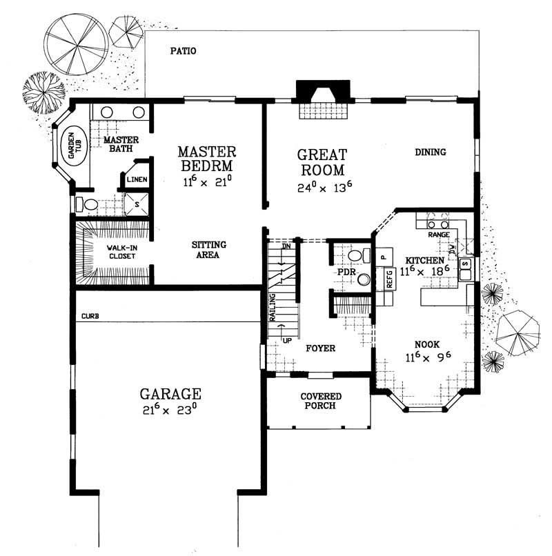 Floor Plan First Story of Country Plan #137-1115