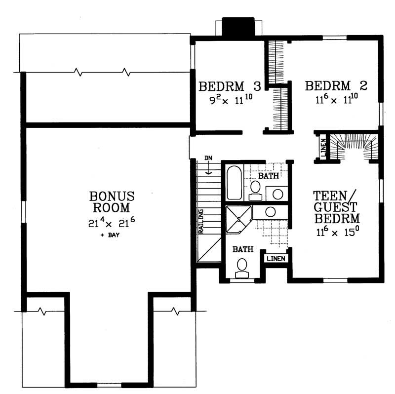 Floor Plan Second Story of Country Plan #137-1115