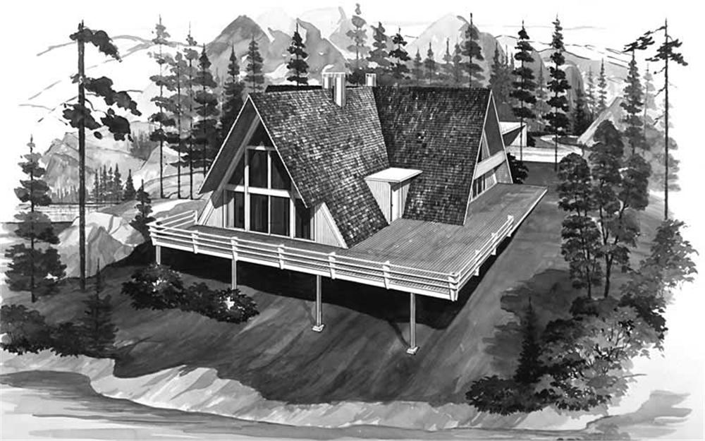 This is a black and white rendering of these great Vacation Home Plans # 17282