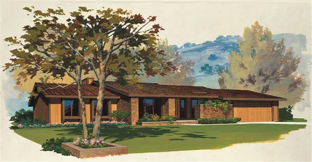 Front elevation of Ranch home (ThePlanCollection: House Plan #137-1124)