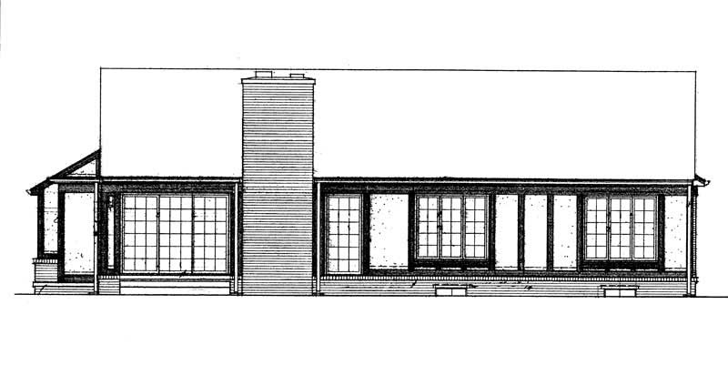 Home Plan Rear Elevation of this 3-Bedroom,1825 Sq Ft Plan -137-1127