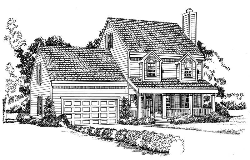 Home Plan Front Elevation of this 3-Bedroom,1409 Sq Ft Plan -137-1131