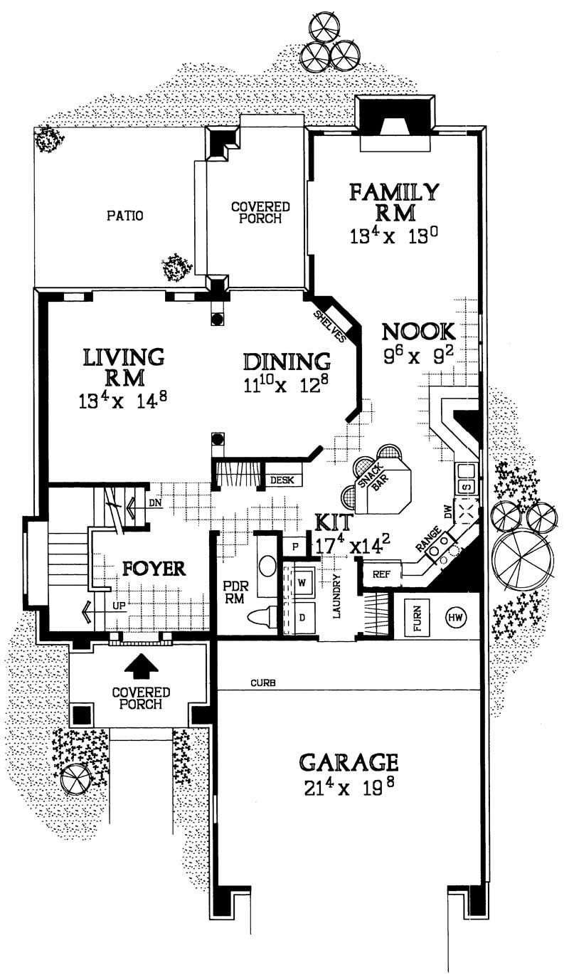Floor Plan First Story of Traditional Plan #137-1134