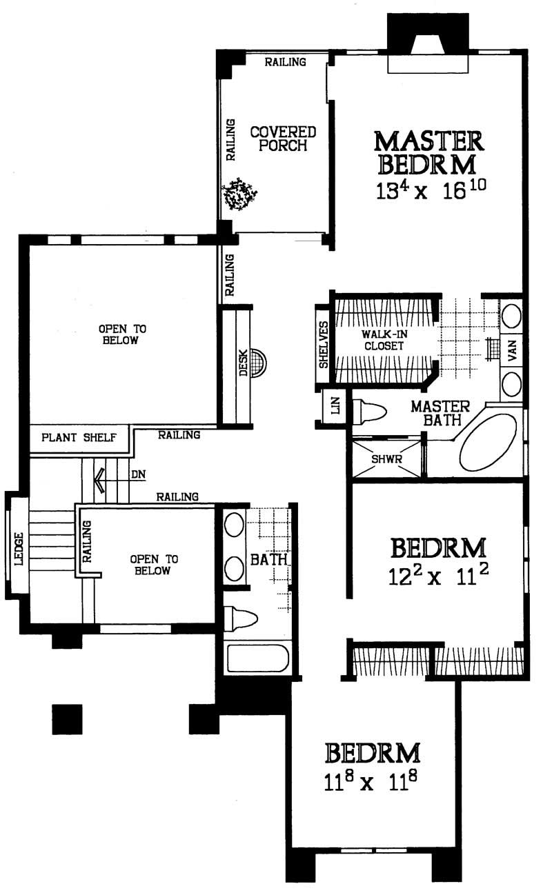 Floor Plan Second Story of Traditional Plan #137-1134