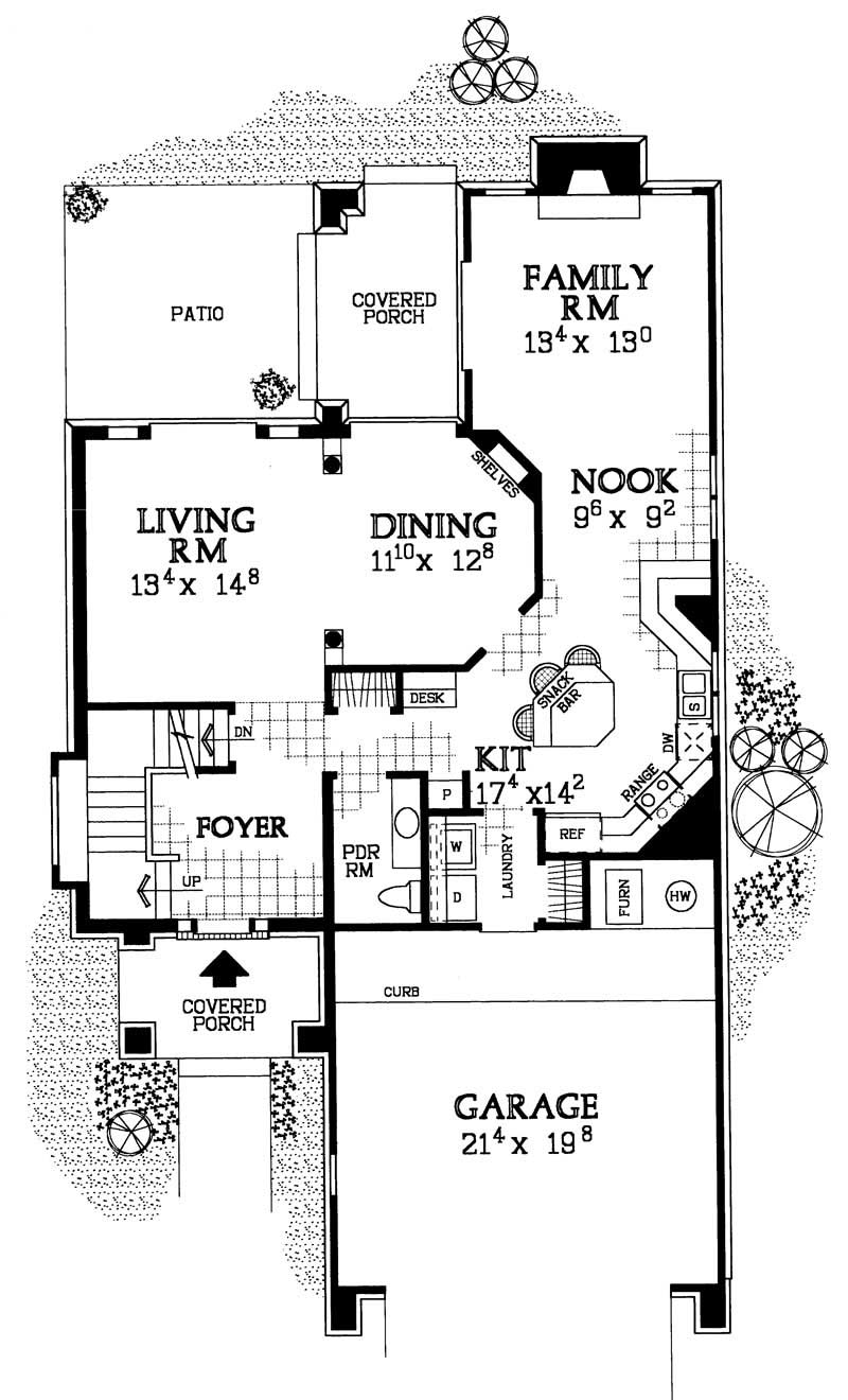 Floor Plan First Story of Traditional Plan #137-1136