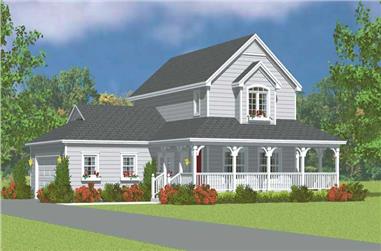 3-Bedroom, 1406 Sq Ft Country Home Plan - 137-1137 - Main Exterior