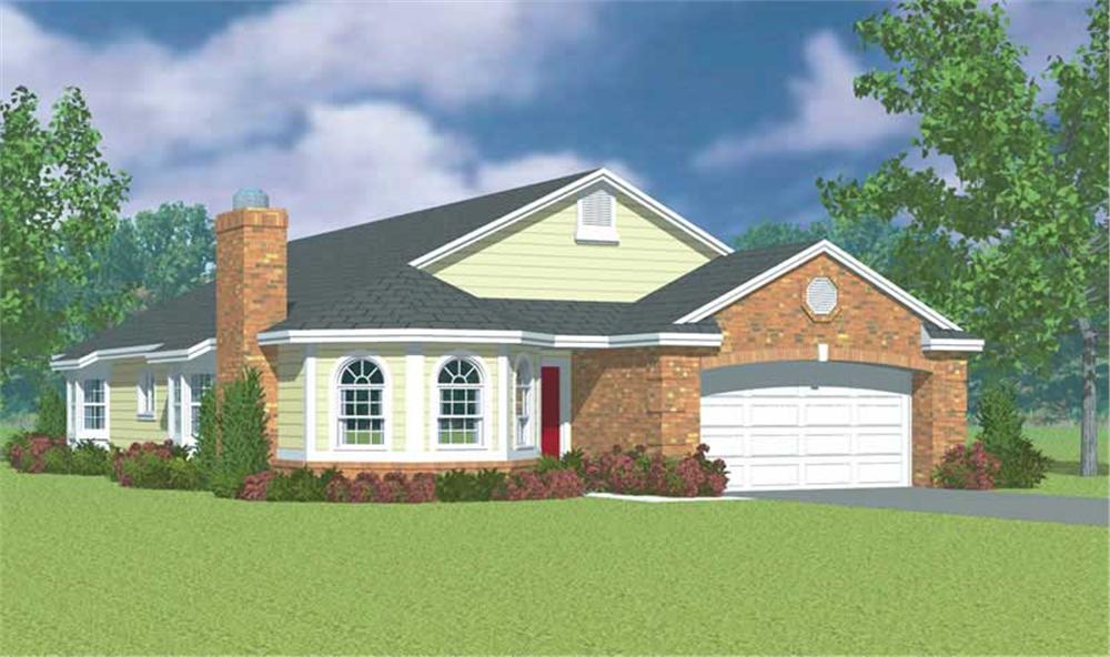 Front elevation of Ranch home (ThePlanCollection: House Plan #137-1141)