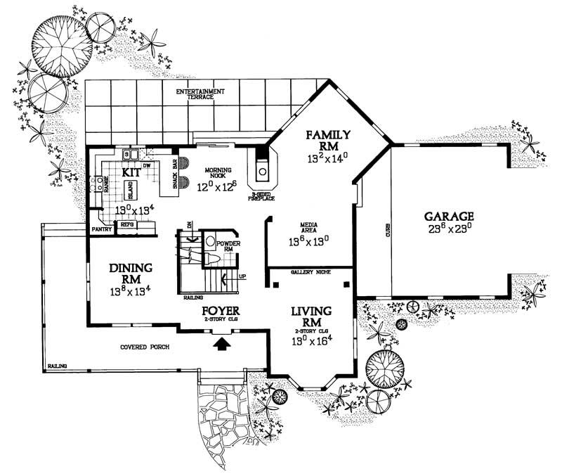 Floor Plan First Story of Country Plan #137-1142