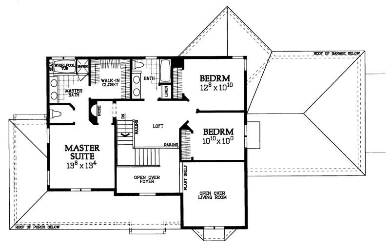 Floor Plan Second Story of Country Plan #137-1142
