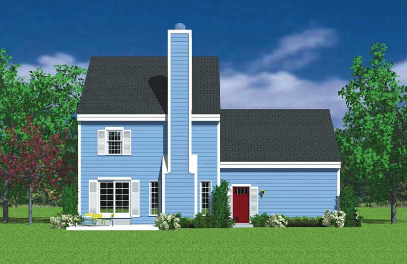 Home Plan Rear Elevation of this 3-Bedroom,1559 Sq Ft Plan -137-1143