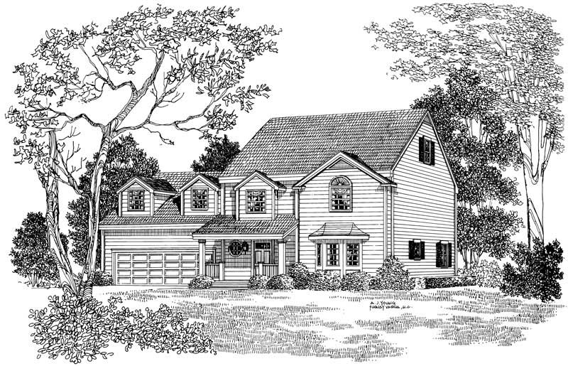 Home Plan Front Elevation of this 3-Bedroom,1559 Sq Ft Plan -137-1143
