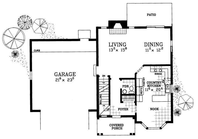 Floor Plan First Story of Country Plan #137-1143