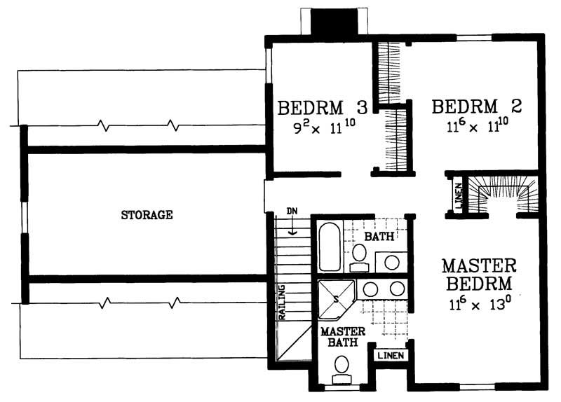 Floor Plan Second Story of Country Plan #137-1143
